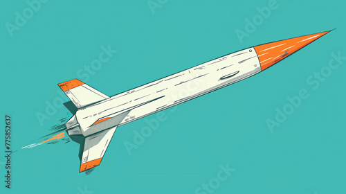 Drawing of dagger rocket on a blue background
