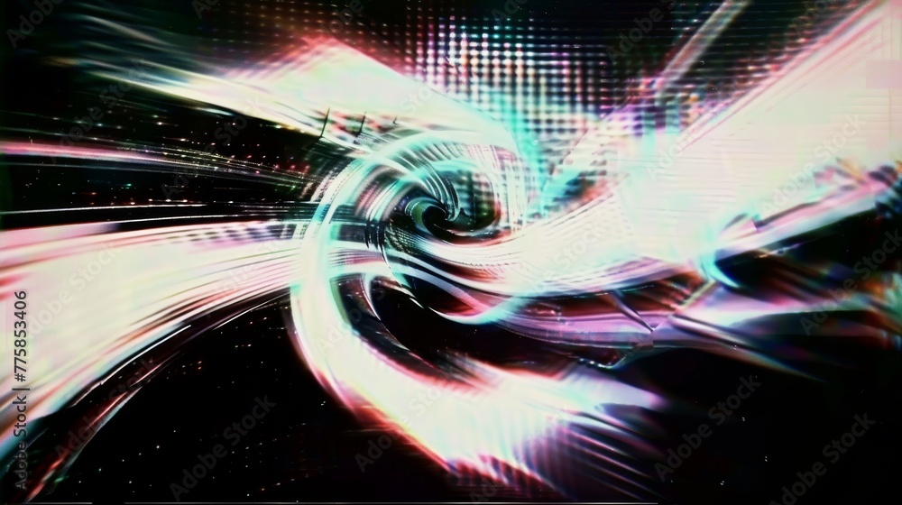 abstract swirling motion light vortex on black background