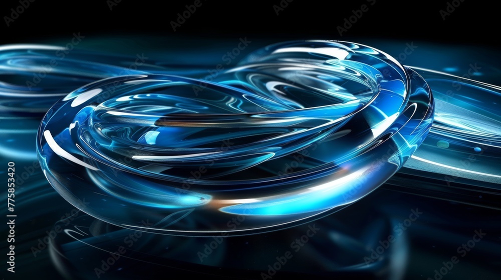 abstract 3d blue swirl technology design on a black background abstract 3d blue swirl technology design on a black background