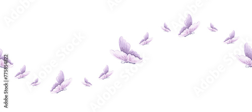 Photography Butterflies delicate violet with wings flutter, seamless border, pattern