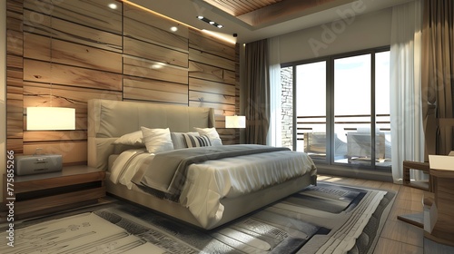 a fully furnished contemparary style master bedroom