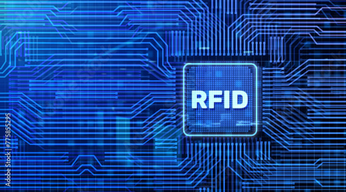 RFID Radio Frequency Identification technology concept on virtual screen.