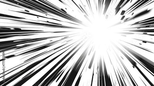 Abstract black and white cartoon pop art sun or star burst background in comics style photo