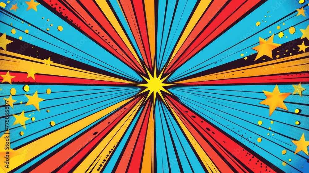 Abstract cartoon pop art sun or star burst background in comics style Abstract cartoon pop art sun or star burst background in comics style