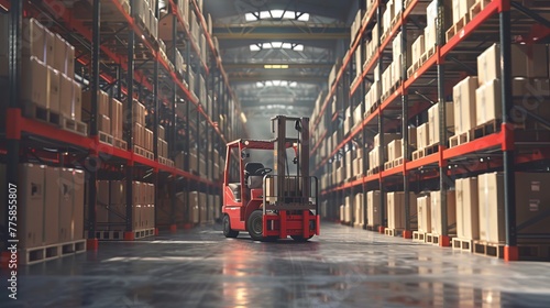 large industrial warehouse logistics forklift photo
