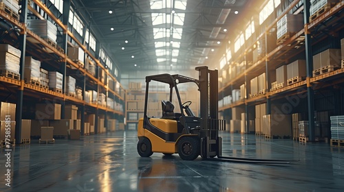 large industrial warehouse logistics forklift