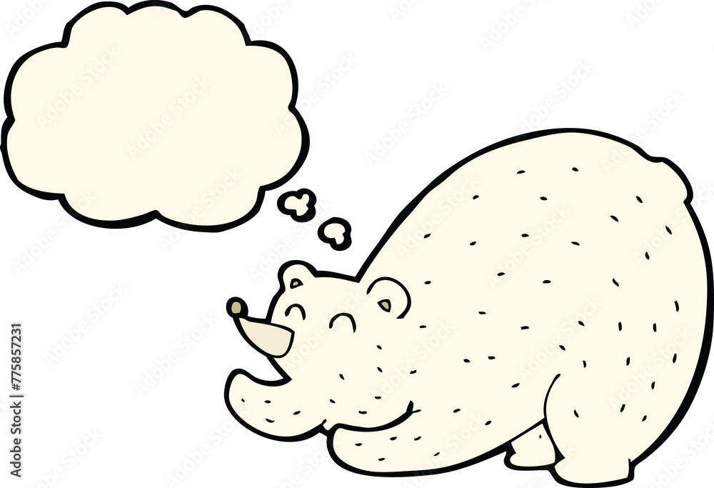 Fototapeta premium cartoon stretching polar bear with thought bubble