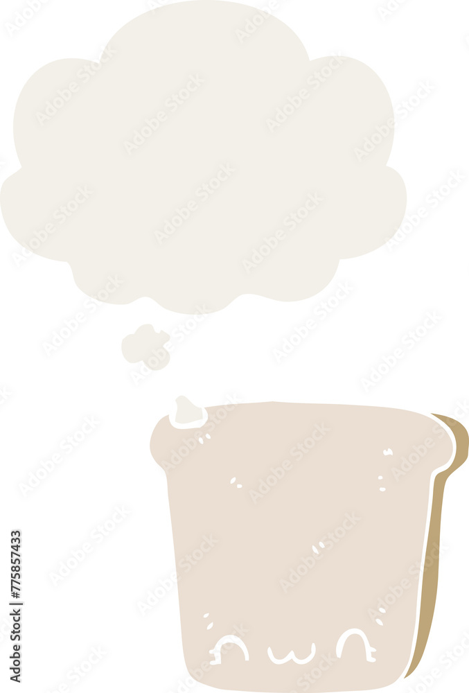 cartoon slice of bread with thought bubble in retro style cartoon slice of bread with thought bubble in retro style