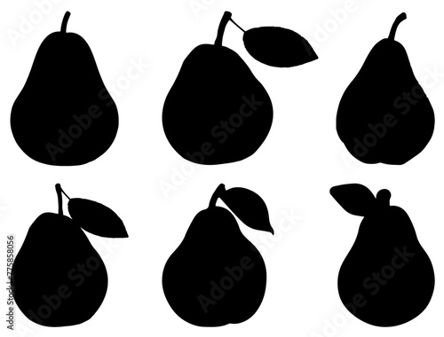 Pears silhouette vector art white background photo