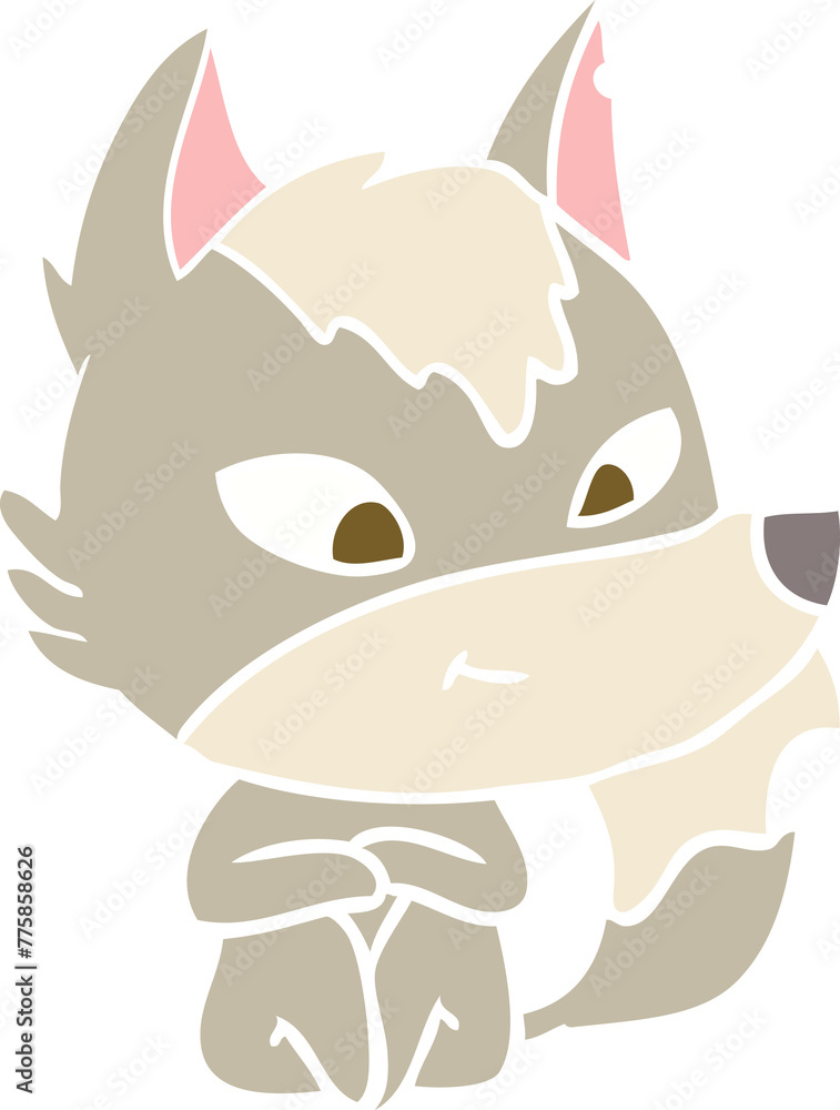 friendly flat color style cartoon wolf friendly flat color style cartoon wolf
