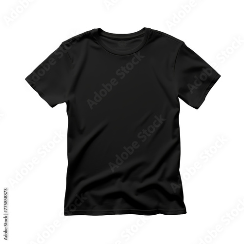 illustration of Black T-shirt mockup, Isolated on transparent PNG background, Generative ai