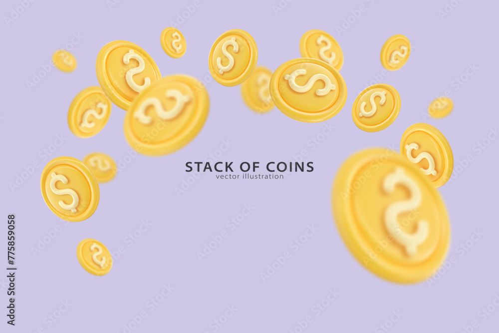 3D Token Coin Icons vector banner