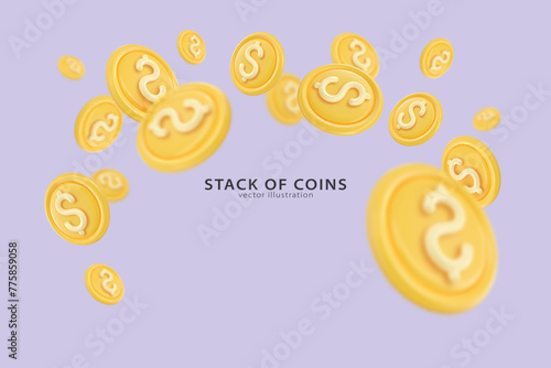 3D Token Coin Icons vector banner