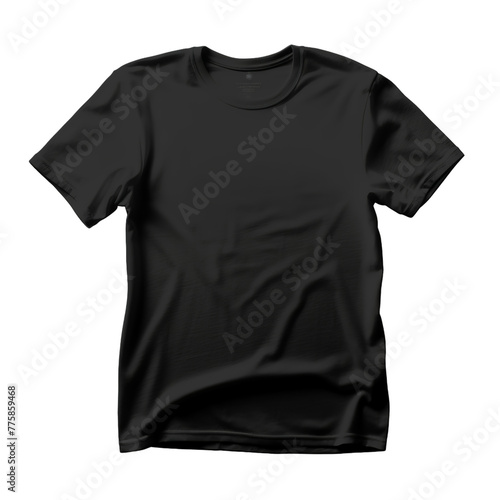 illustration of Black T-shirt mockup, Isolated on transparent PNG background, Generative ai