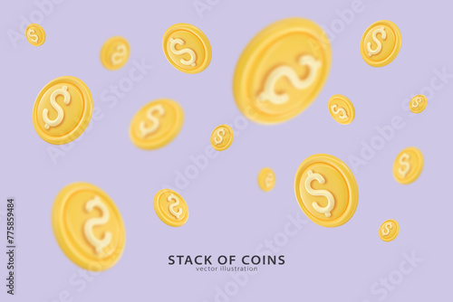 3D Token Coin Icons vector banner