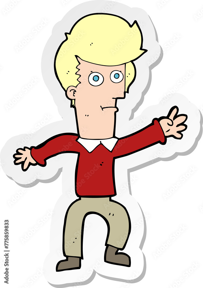 sticker of a cartoon man waving sticker of a cartoon man waving