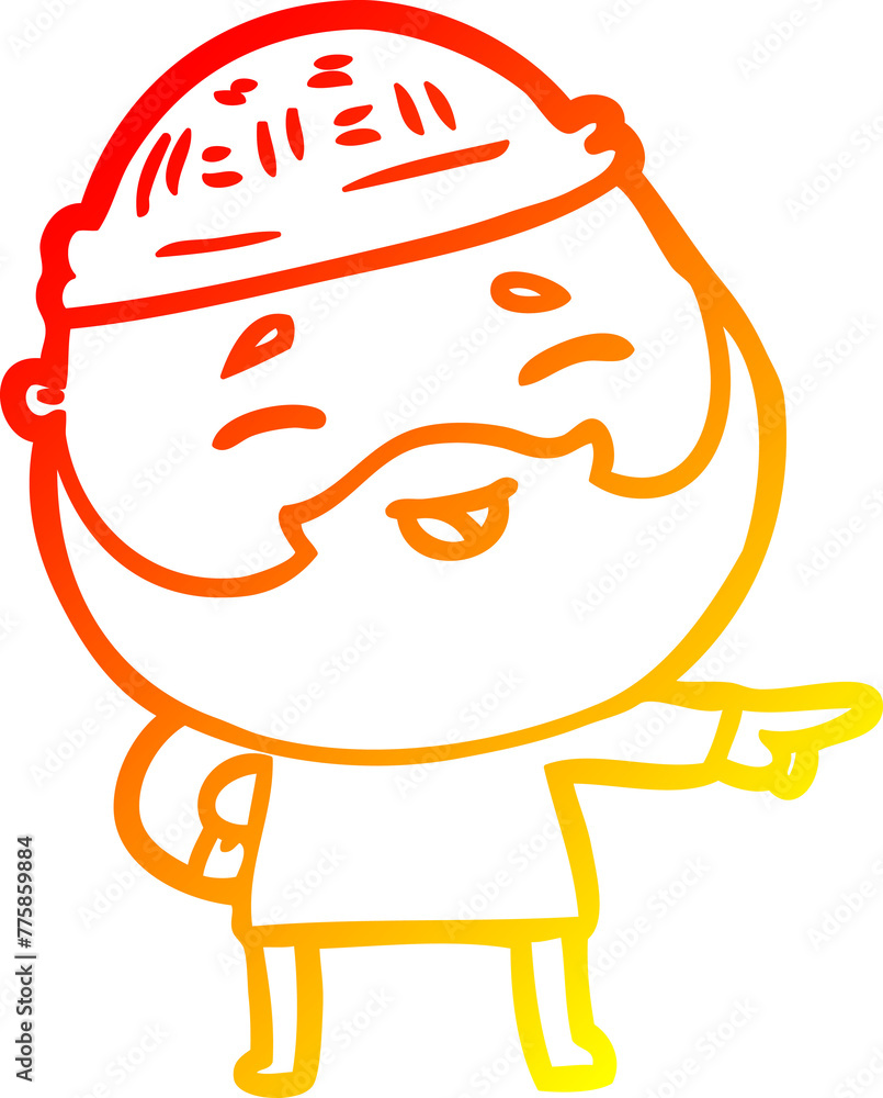 warm gradient line drawing of a cartoon happy bearded man warm gradient line drawing of a cartoon happy bearded man
