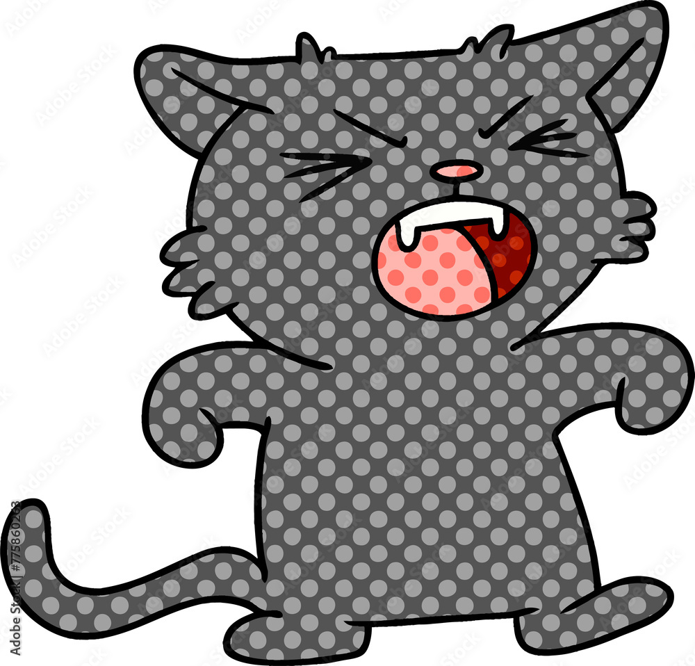hand drawn cartoon doodle of a screeching cat hand drawn cartoon doodle of a screeching cat