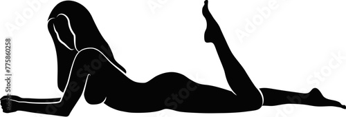 lying woman silhouette, physical exercise
