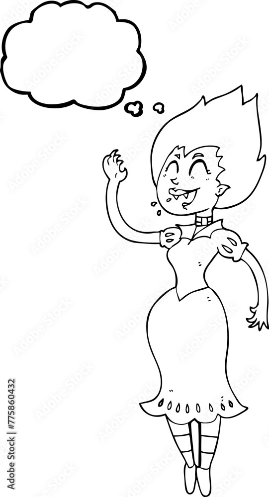 freehand drawn thought bubble cartoon vampire girl freehand drawn thought bubble cartoon vampire girl