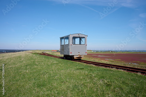 Photography Railway from Luettmoorsiel to Nordstrandischmoor Hallig called Halligbahn,North