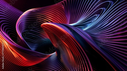 abstract colorful line swirl on black background