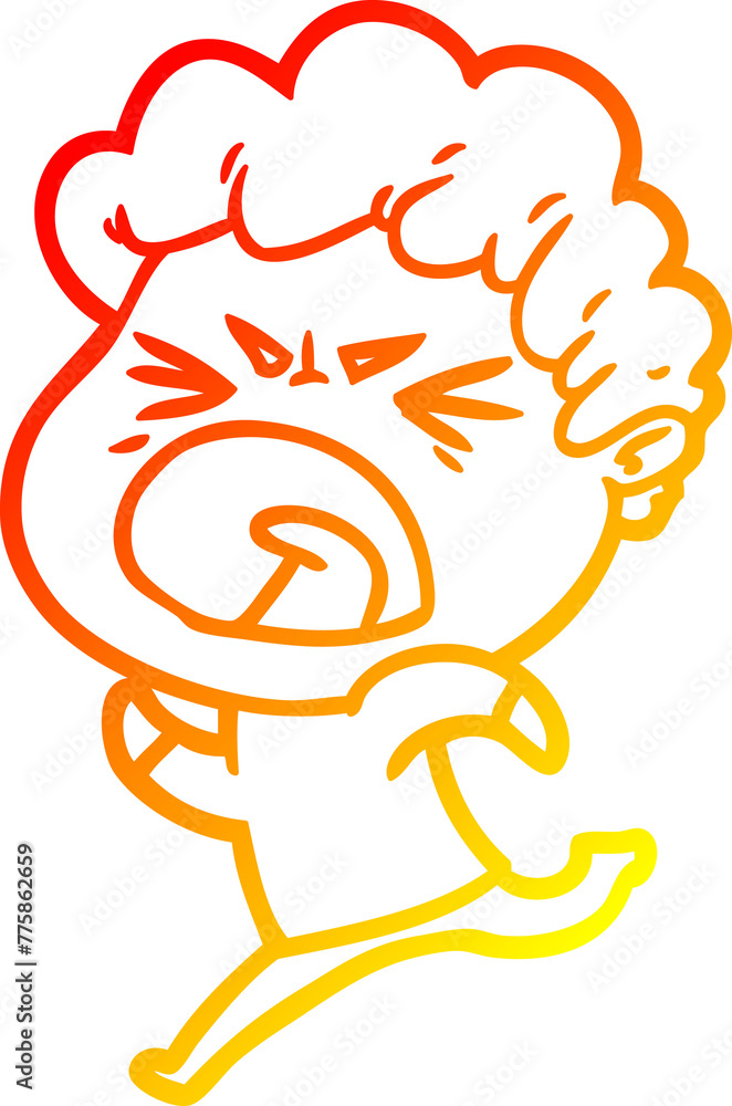 warm gradient line drawing of a cartoon furious man warm gradient line drawing of a cartoon furious man