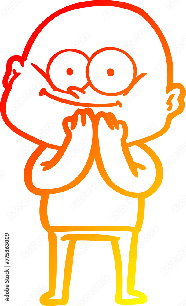 Fototapeta premium warm gradient line drawing of a cartoon bald man staring