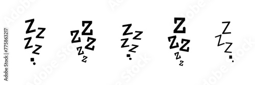 Zzz bed sleep snore icons snooze nap Z sound . Sleepy yawn or insomnia sleeper alarm clock Zzz line icons of goodnight deep sleep, bored or tired