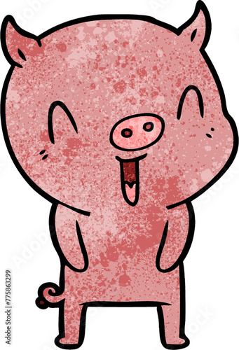 happy cartoon pig