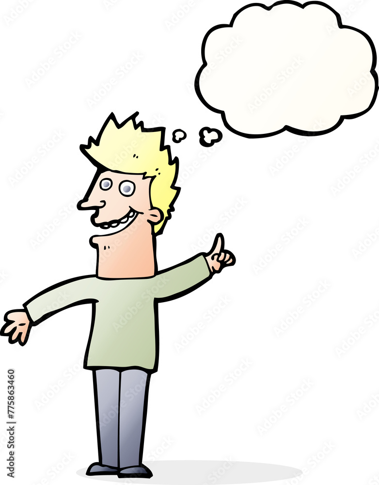 cartoon happy man with thought bubble cartoon happy man with thought bubble