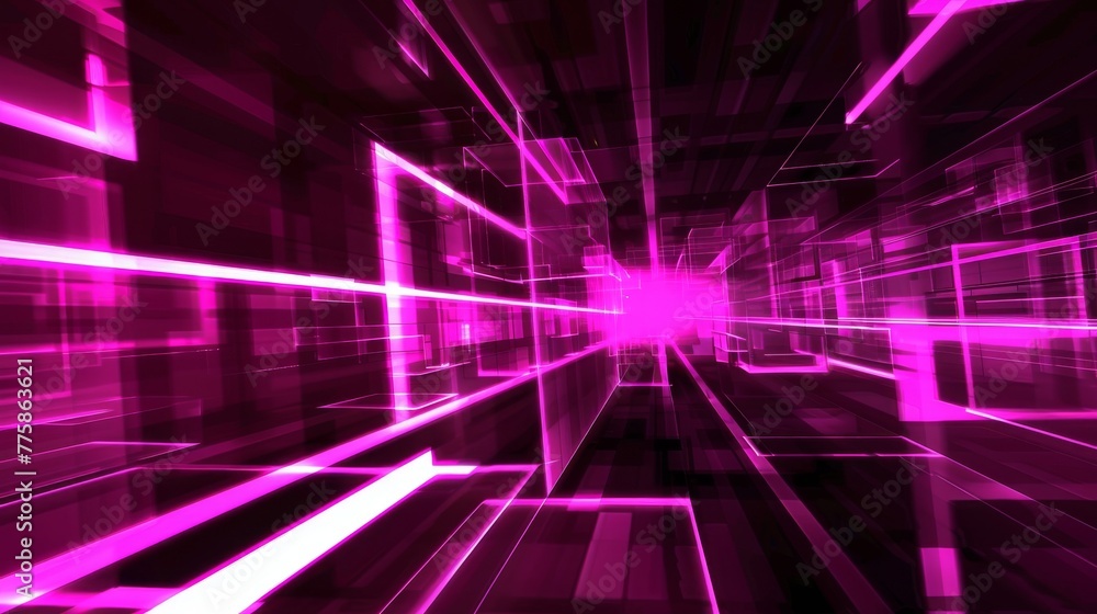 abstract purple pink neon light squares tunnel technology background abstract purple pink neon light squares tunnel technology background