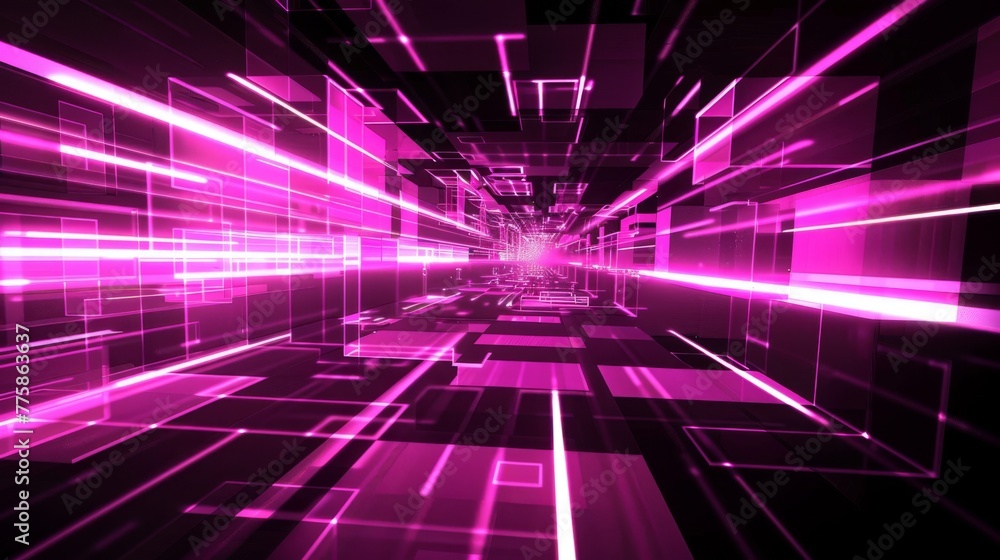 abstract purple pink neon light squares tunnel technology background abstract purple pink neon light squares tunnel technology background