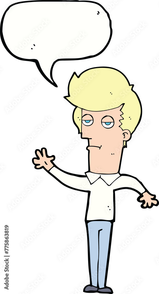 cartoon bored man waving with speech bubble cartoon bored man waving with speech bubble