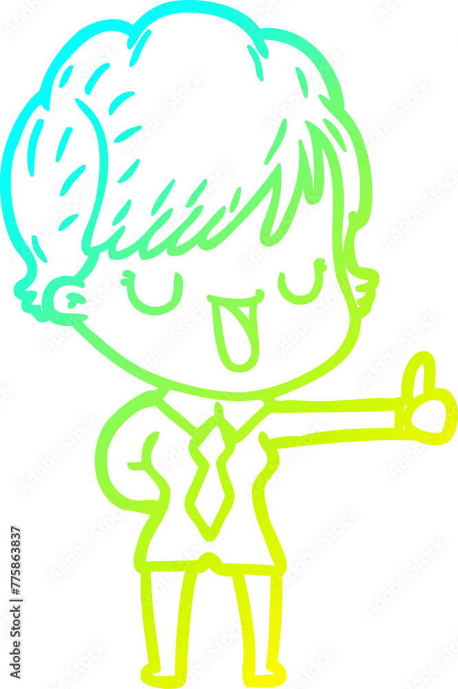 cold gradient line drawing of a cartoon woman talking cold gradient line drawing of a cartoon woman talking