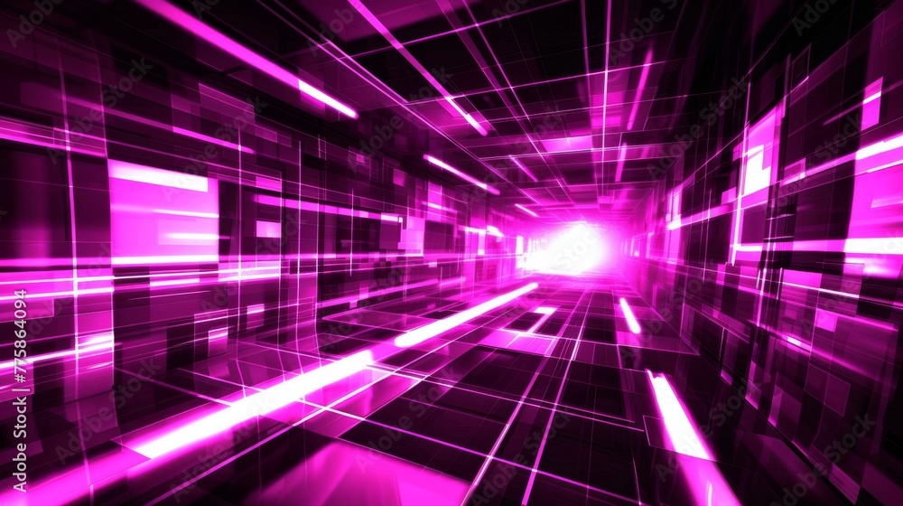 abstract purple pink neon light squares tunnel technology background abstract purple pink neon light squares tunnel technology background