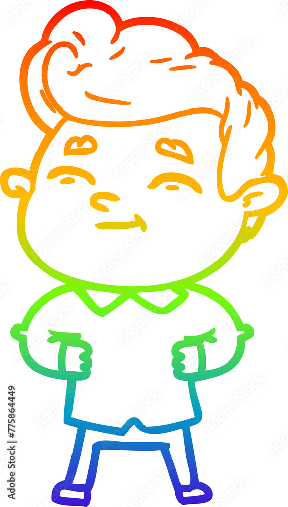 rainbow gradient line drawing of a happy cartoon man rainbow gradient line drawing of a happy cartoon man