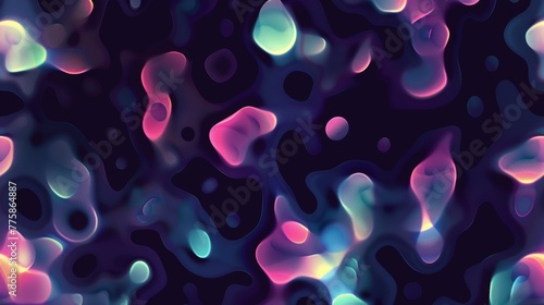 abstract pattern of colorful shapes of various sizes on a black background