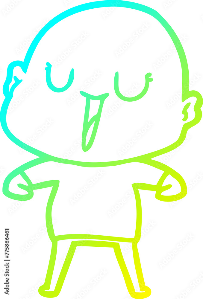 cold gradient line drawing of a happy cartoon bald man cold gradient line drawing of a happy cartoon bald man