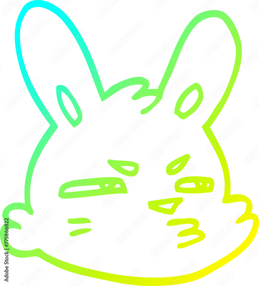 cold gradient line drawing of a cartoon moody rabbit cold gradient line drawing of a cartoon moody rabbit