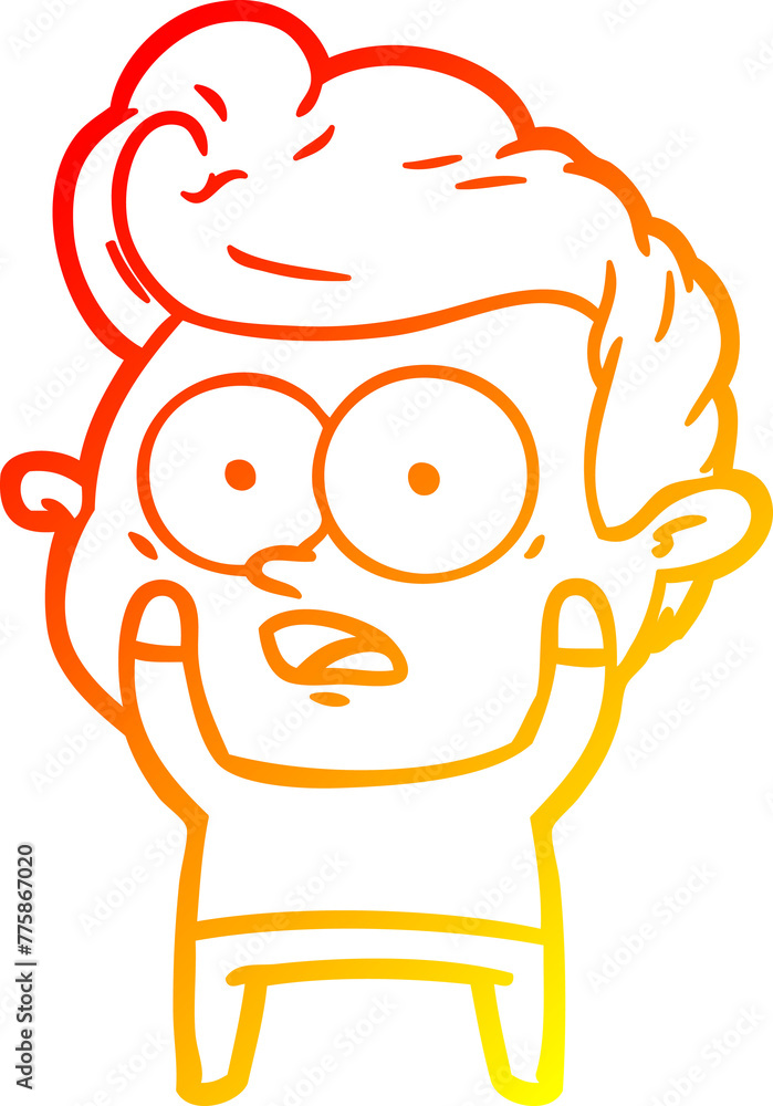 warm gradient line drawing of a cartoon staring man warm gradient line drawing of a cartoon staring man