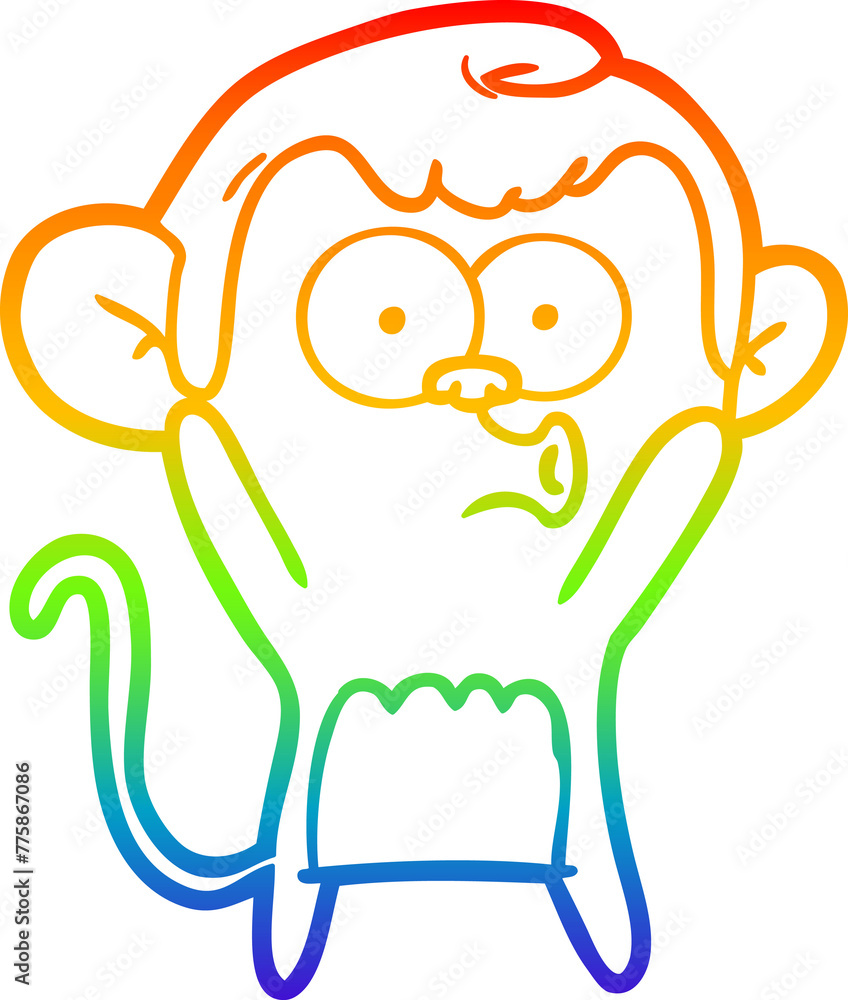 rainbow gradient line drawing of a cartoon surprised monkey rainbow gradient line drawing of a cartoon surprised monkey