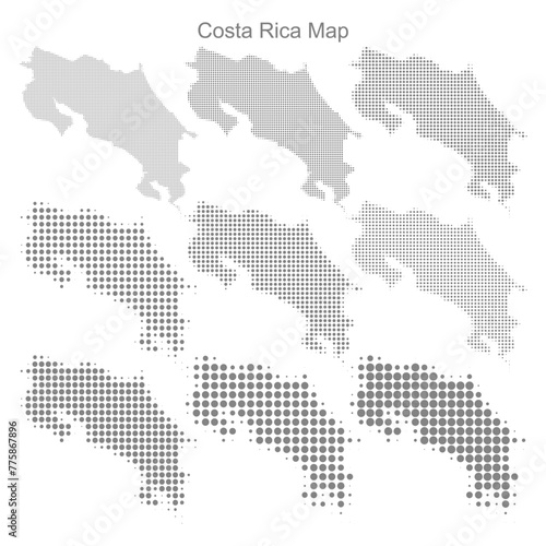 Costa Rica Dotted map in different dot sizes