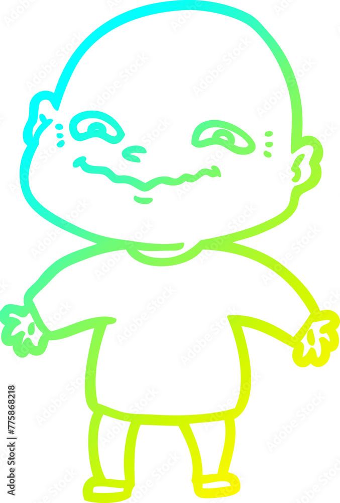 cold gradient line drawing of a cartoon nervous man cold gradient line drawing of a cartoon nervous man