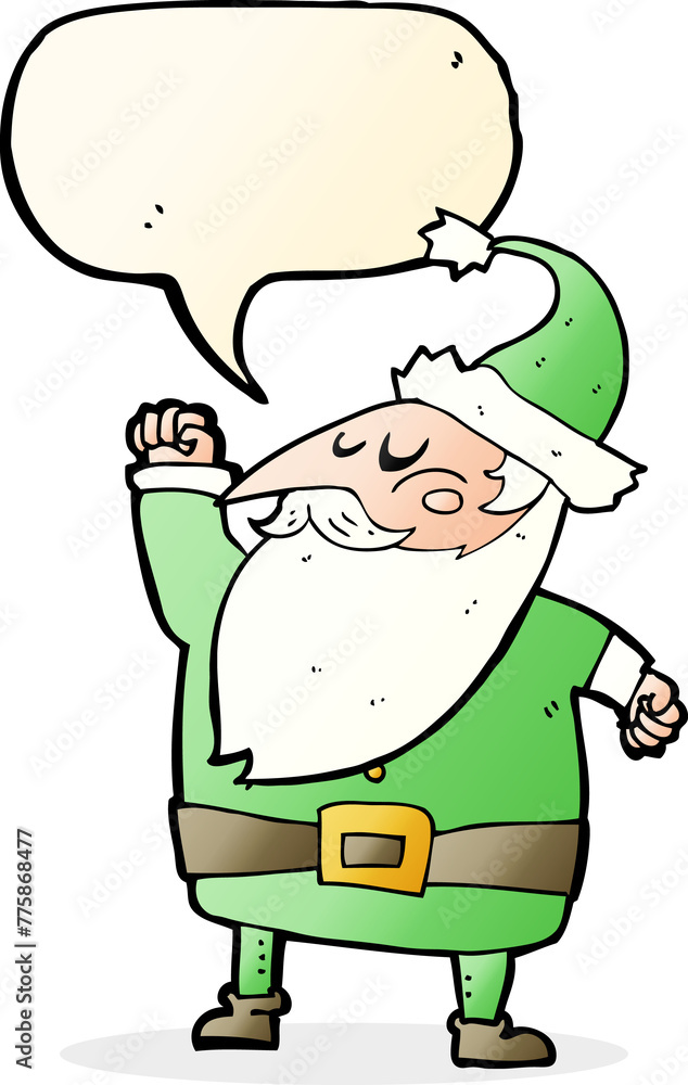 cartoon santa claus punching air with speech bubble cartoon santa claus punching air with speech bubble