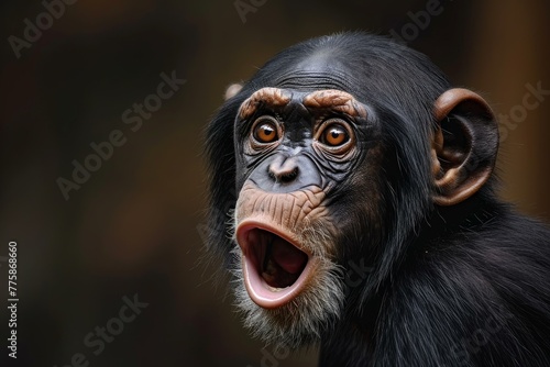 Aghast Ape shocked expression. Asia wild food. Generate Ai © anatolir