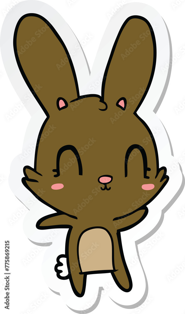 sticker of a cute cartoon rabbit sticker of a cute cartoon rabbit