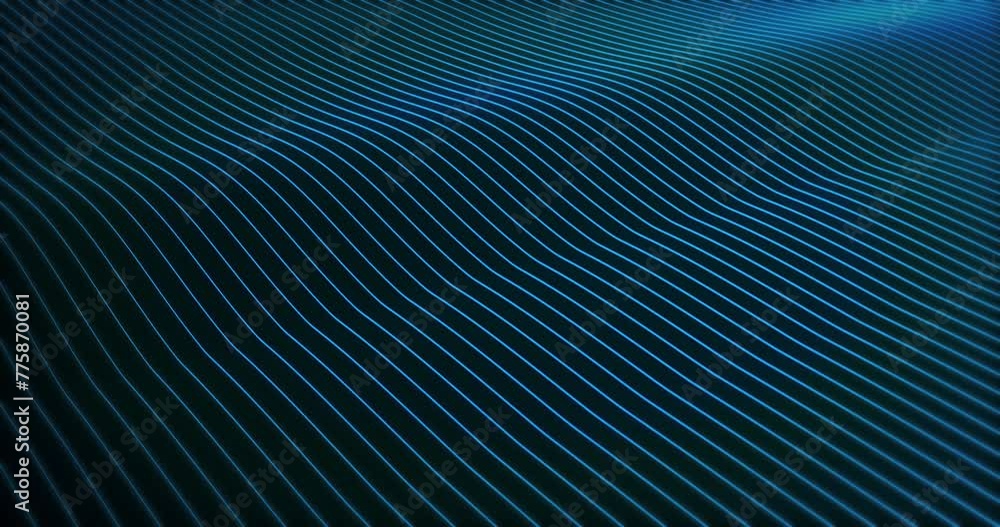 Blue sound wave field. Digital visualization of line audio waveform Blue sound wave field. Digital visualization of line audio waveform