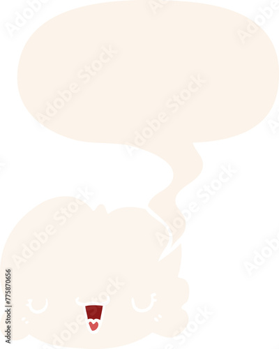 cute cartoon cloud with speech bubble in retro style