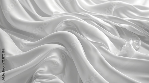 Smooth white silk fabric waves